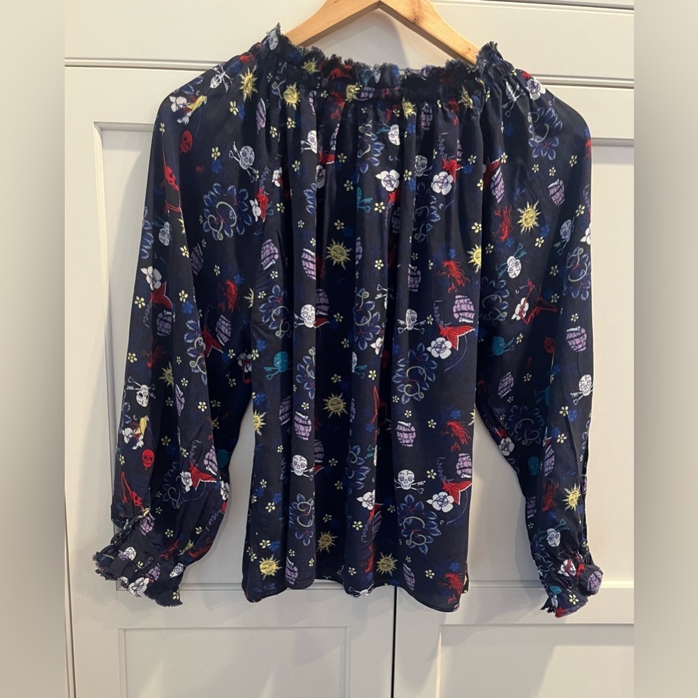 ZADIG & VOLTAIRE Teresa Floral Print Blouse Size. S navy - Picture 8 of 10